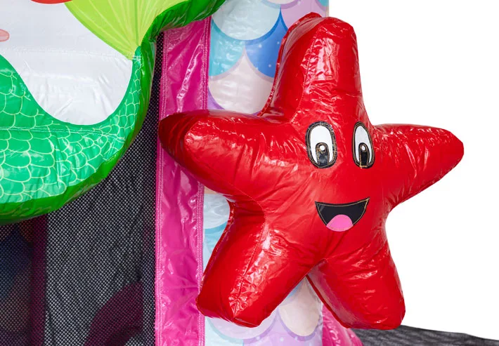 Rode zeester figuur op het zeemeermin springkussen