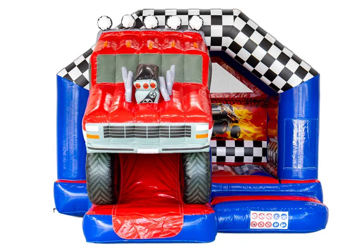 Springkussen met racewagen thema te huur in Zeewolde